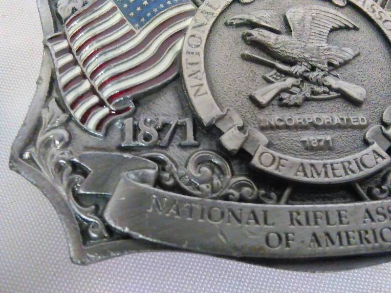 lot 163 image: Vintage Belt Buckle, NRA, National Rifle Association, 125 yrs., 1996