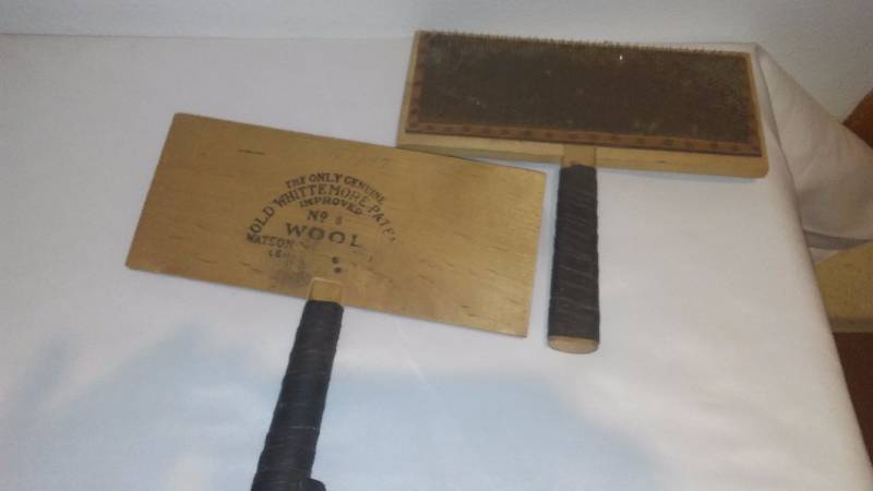 lot 5 image: Antique Wool Cards (2) Whittemore