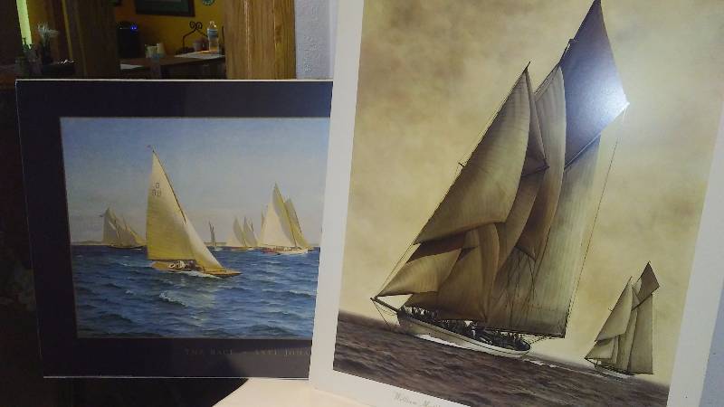lot 19 image: Sailboat Posters (2) Great Accent for Nautical Theme Spaces, 36 x 24 and 36 x 27