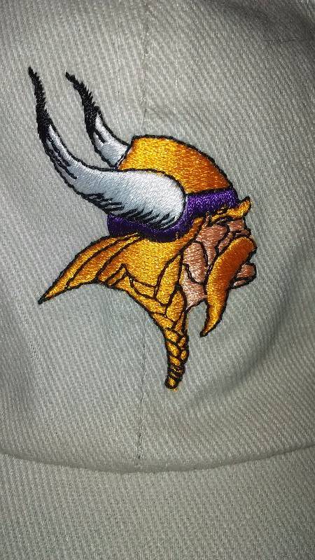 lot 40 image: Viking Hat, Adjustable Velcro band, Khaki with Viking Emblem, Licensed NFL Gear