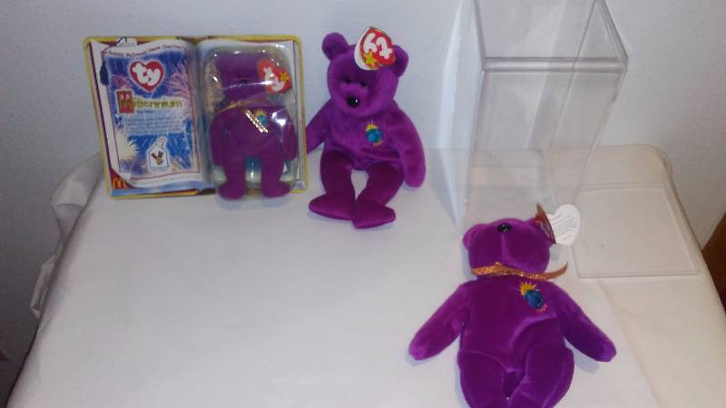 lot 73 image: First Edition Millennium Beanie Baby with 4 Errors  Rare and Desirable Mint There is a reserve on this item.
