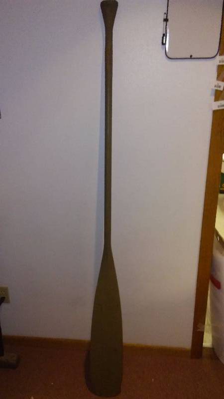 lot 81 image: Vintage Beaver Tail, 6 ft. Canoe Paddle Circa 1940