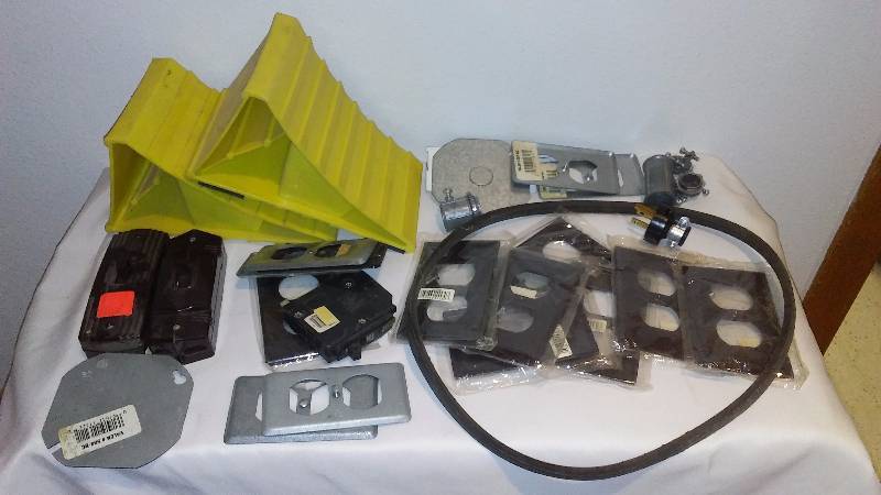 lot 96 image: Wheel Chocks (2) and Misc. Electrical
