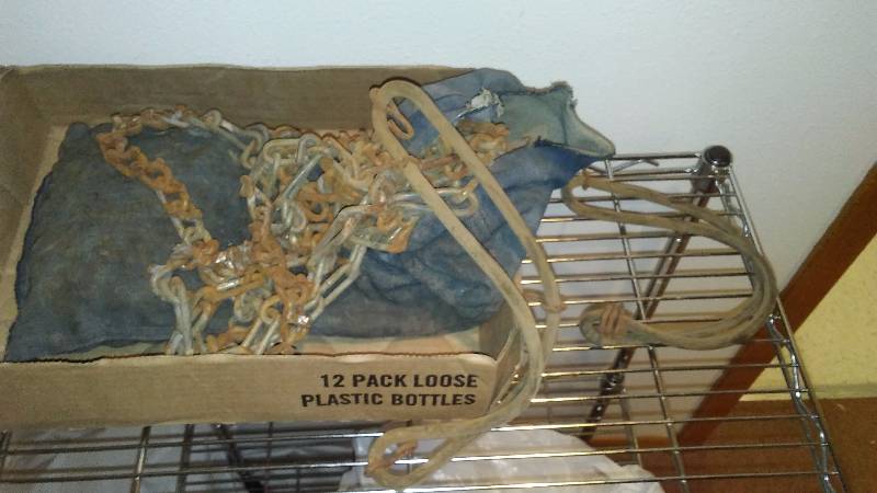 lot 123 image: Vintage Tire Chains set and rubber connector hooks