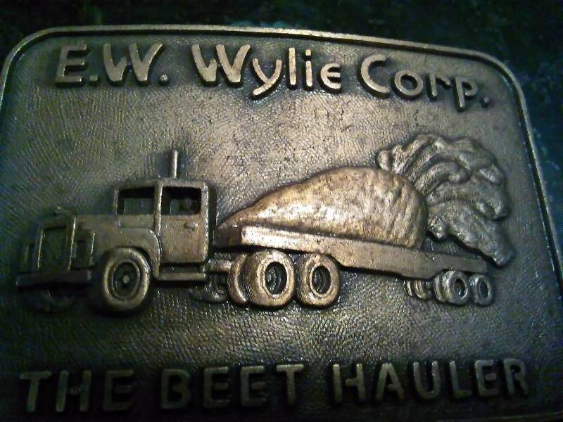 lot 291 image: Vintage Belt Buckle, E.W. Wylie Corp., The Beet Hauler, Semi
