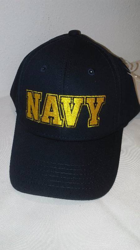 lot 39 image: Navy Hat, Adjustable Velcro band, Navy Blue and Gold by HighVis Design