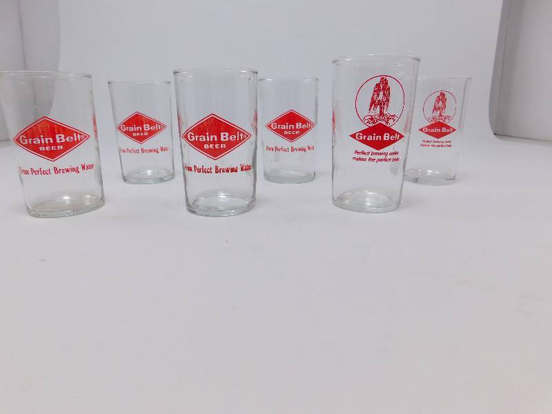 lot 8 image: Set of 6 Vintage Grain Belt Beer Glasses
