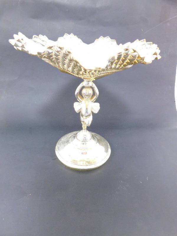lot 28 image: Glass and Metal Pedestal Candy Dish