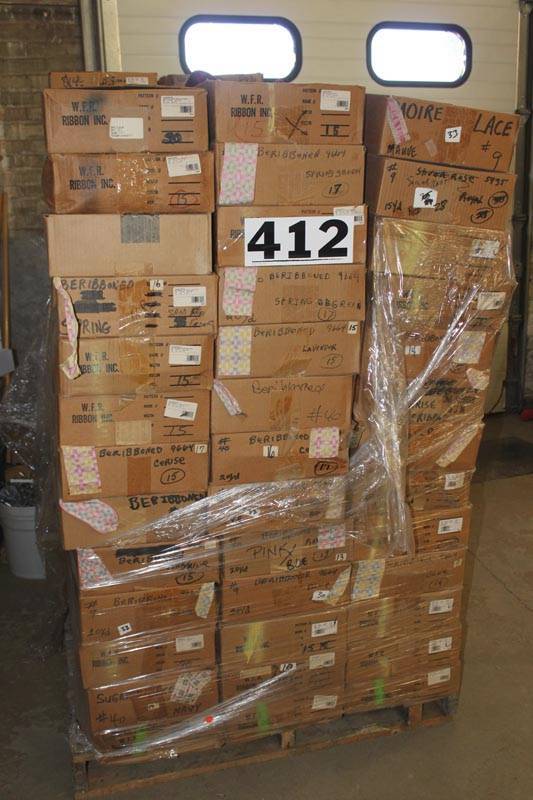 lot 412 image: Pallet of assorted ribbon approx. 5 foot tall