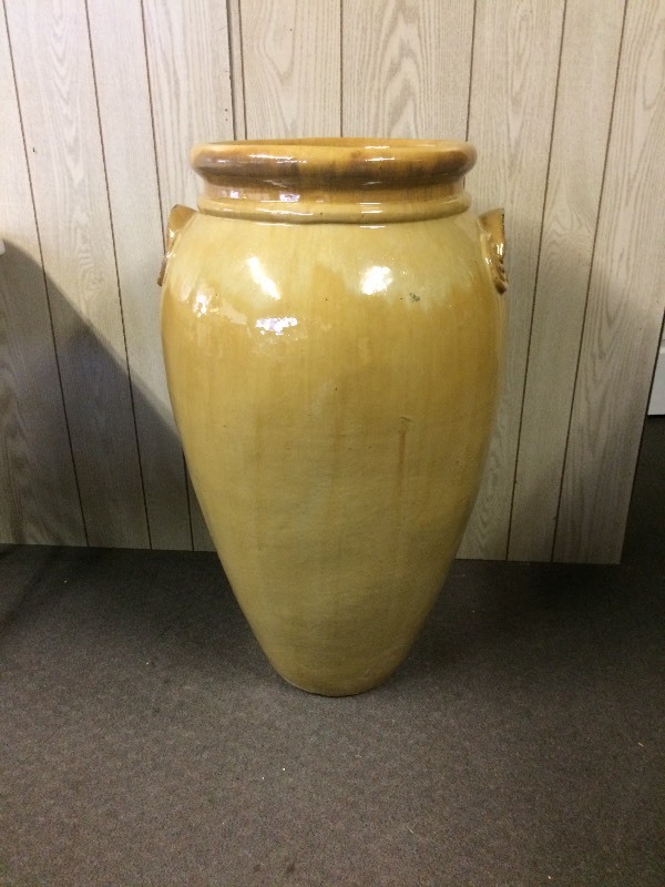 lot 34 image: 3 Foot TAll Indoor Outdoor Glazed Vase  Planter