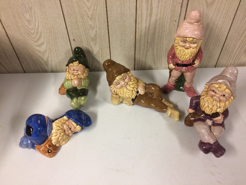 lot 42 image: Gnome Collection of 5 Ceramic