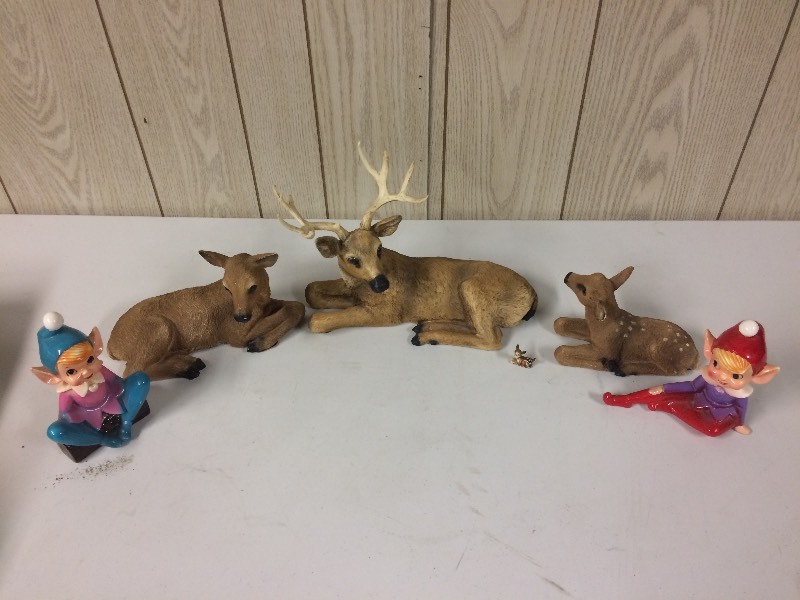 lot 50 image: Deer Family & Pair of Elves