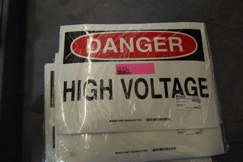 lot 12 image: DANGER HIGH VOLTAGE Electrical Hazard Sign