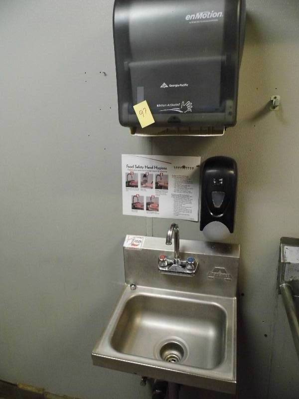 Sink, Soap Dispenser, Paper Towel Dispenser