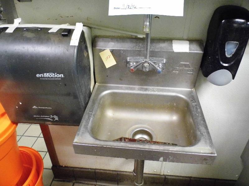 Sink, Soap Dispenser, Paper Towel Dispenser