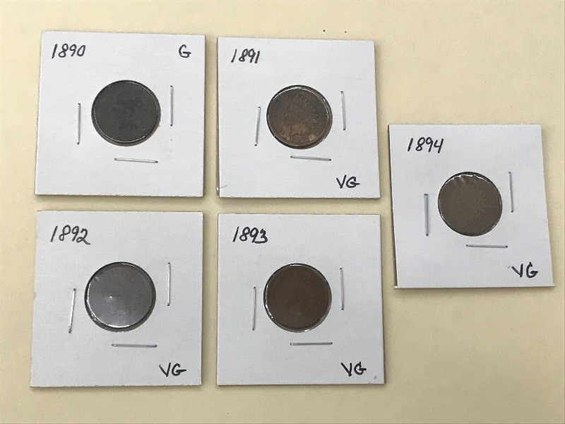 Indian Head Cents 1890s Lot (5) - ...