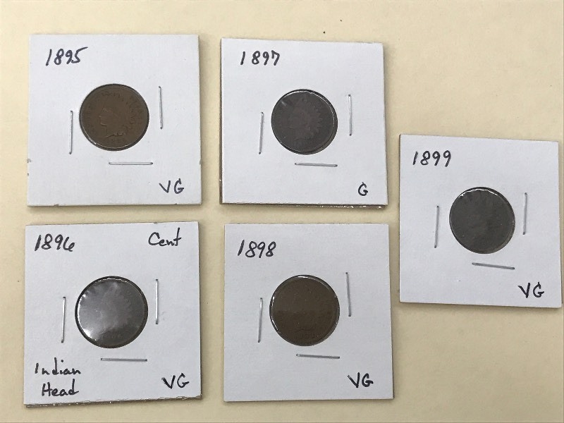Indian Head Cents 1890s Lot (5) - ...