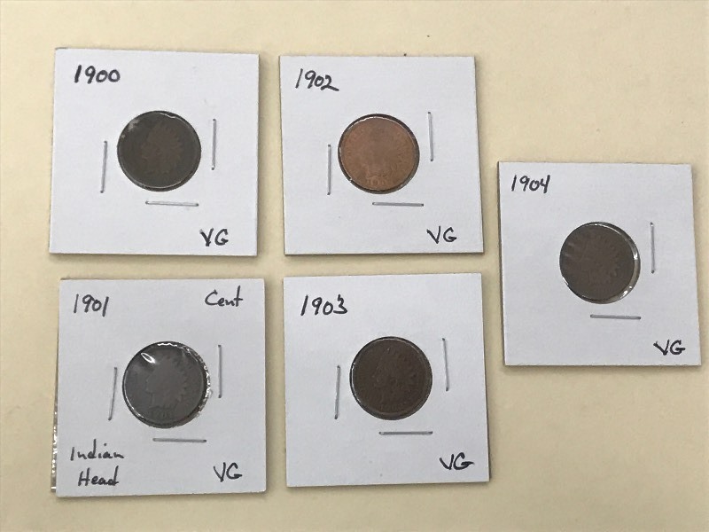 Indian Head Cents 1900s Lot (5) - ...