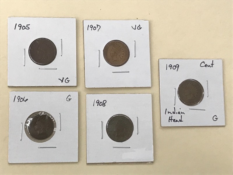 Indian Head Cents 1900s Lot (5) - ...
