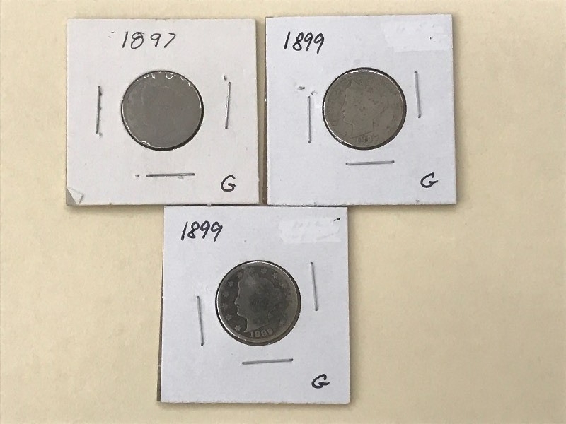 Liberty Nickels Lot (3) - 1897, 189...