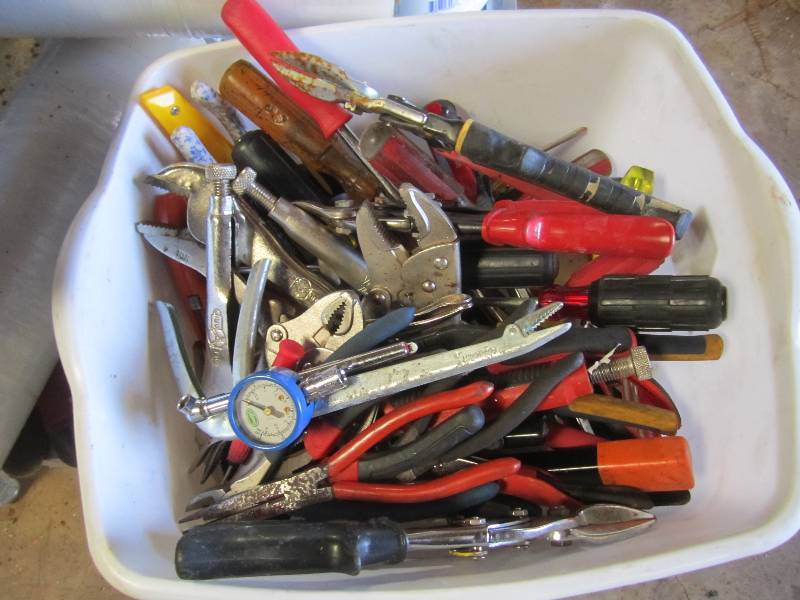 lot 65 image: Tote filled with tools...
