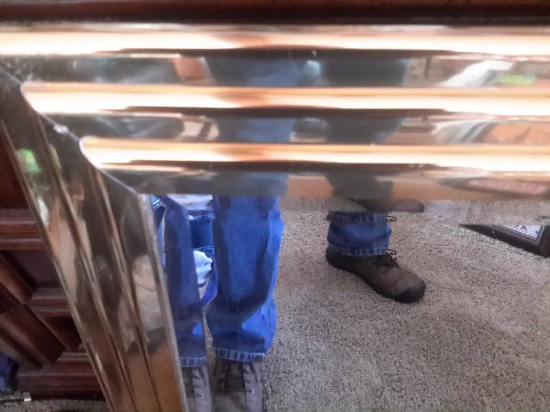 Very nice Beveled Mirror with Polished Gold Frame.. Excellent Shape