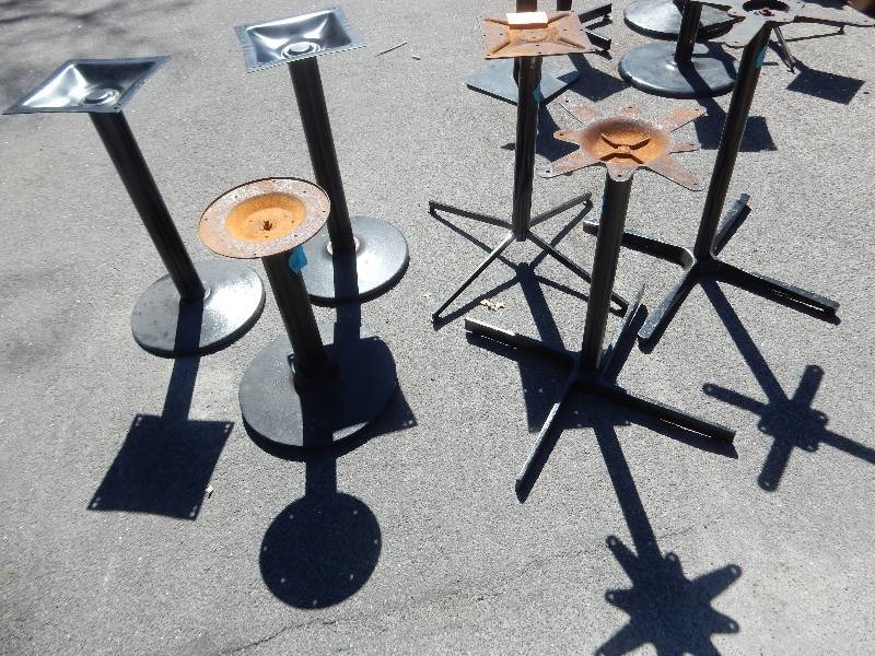 6 Steel Table Bases. Approx 28 in h