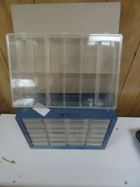 lot 12 image: 24 drawer hardware cabinet. 2 plast...