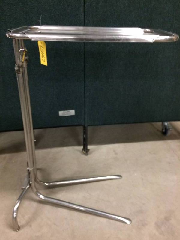 lot 53 image: Medical Mayo Surgical Instrument Stand Tray Stainless Convenient Foot Lever To Raise & Lower Plus Tray Is Removable - Very Expensive Even When Purchased Used - Nice Condition