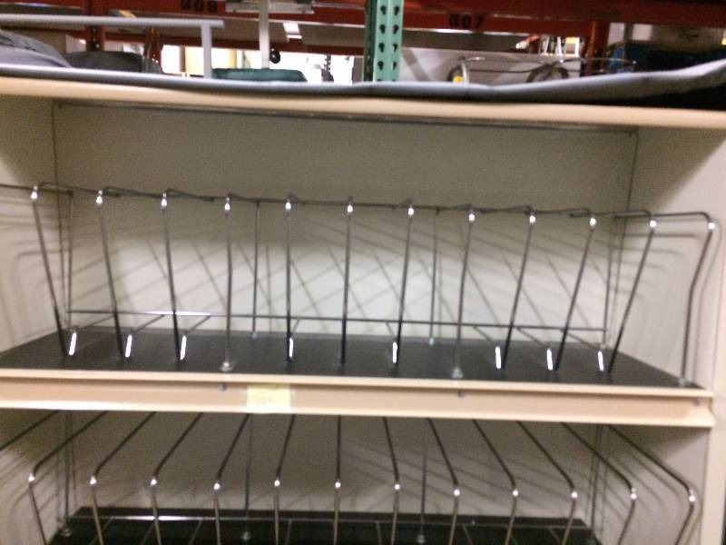 lot 69 image: WOW $$$ Carstens 5 Shelf Mobile Privacy Medical Charts Cart Supply Cabinet with Zip in Cover Liner Shell Wood Grain - Excellent Condition