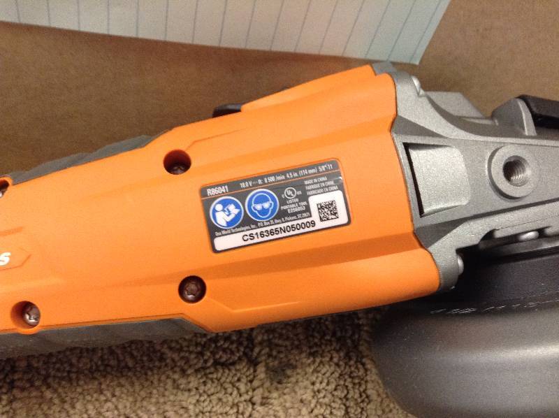 lot 6 image: Ridgid 18-Volt Lithium-Ion Cordless Brushless Angle Grinder not used missing handle