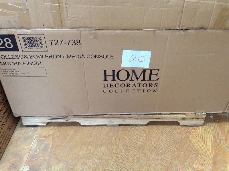 lot 20 image: Tolleson 56 in. Media Console Infrared Bow Front Electric Fireplace never used
