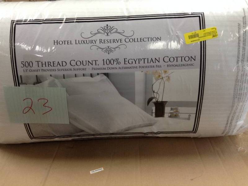 lot 23 image: Set of 2 Pillows 500 Thread Count 100% Egyptian Cotton