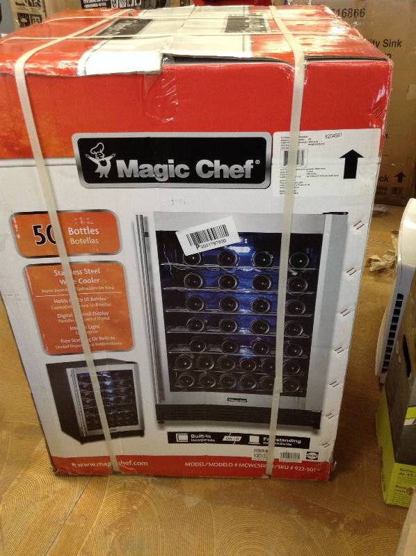 lot 49 image: Magic Chef 50-Bottle Wine Cooler, Stainless Door never used