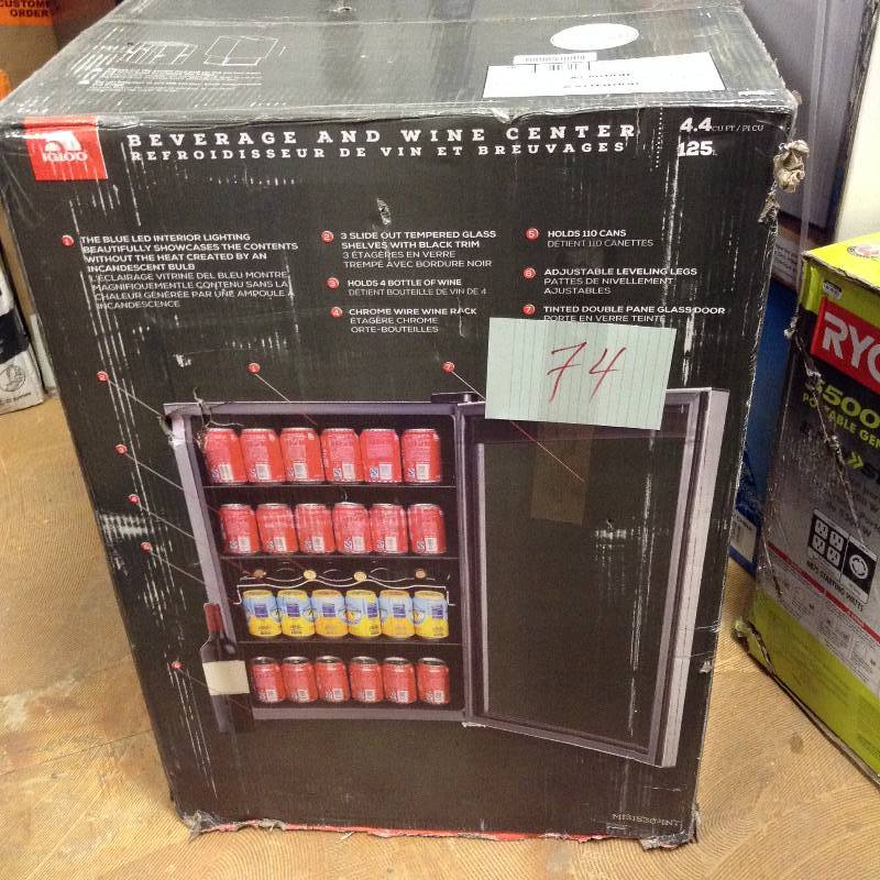 lot 74 image: Igloo Single Zone 22 in. 4-Bottle or 110 (12 oz.) Can Beverage Wine Center