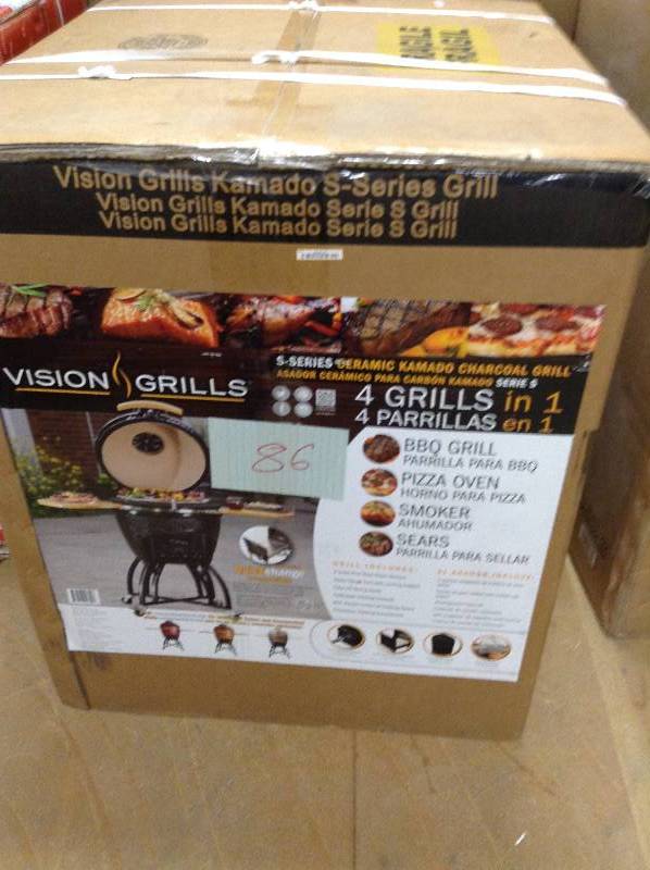 lot 86 image: Vision Grills Kamado Pro Ceramic Charcoal Grill with Grill Cover retails for $699 new