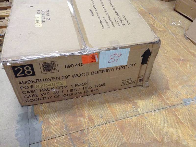 lot 89 image: Hampton Bay 29 in. Amberhaven Wood Burning Steel Fire Pit Never used