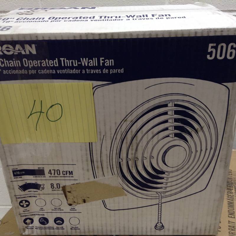 Broan 470 CFM Wall Chain-Operated Exhaust Bath Fan