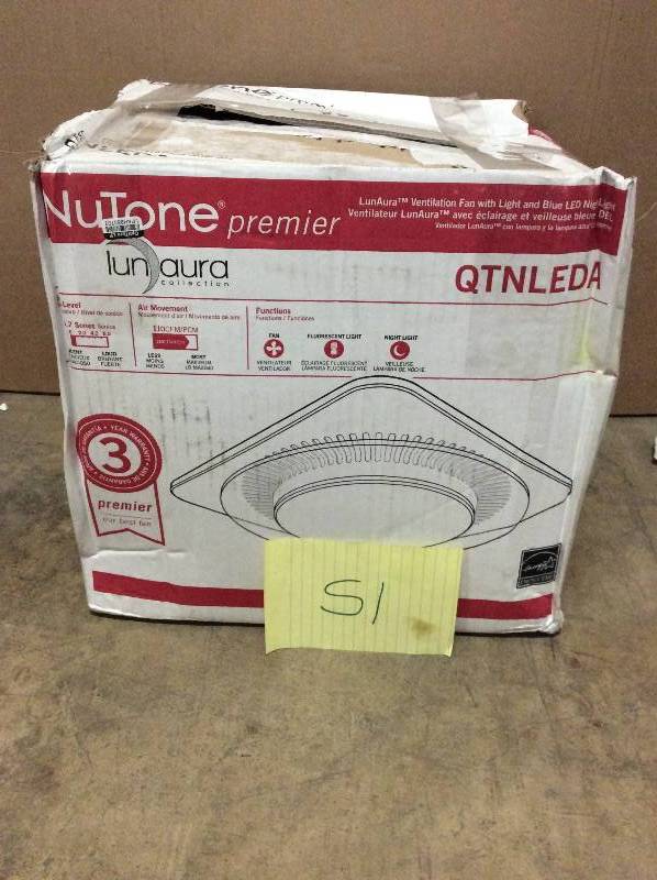 Nutone NuTone LunAura QTNLEDA FanLightNightlight, Ventilation Fan, 110-CFM not used