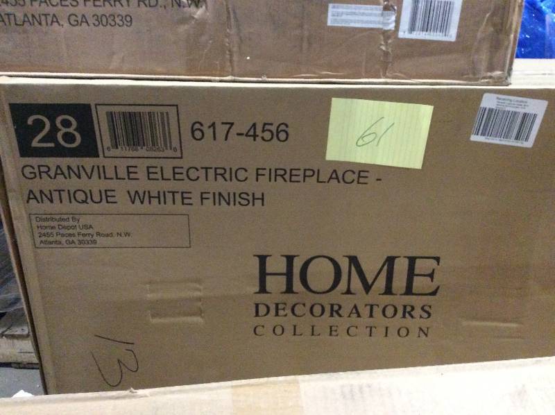 Home Decorators Granville 43 in. Convertible Media Console Electric Fireplace in Antique White with Faux Stone Surround