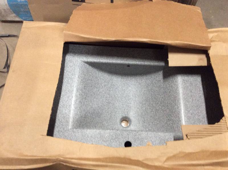 Swan Contour 49 in. Solid Surface Vanity Top in Gray Granite with Gray Granite Basin