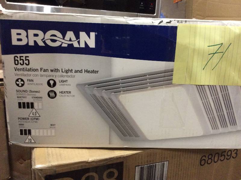 Broan 70 CFM Ceiling Exhaust Fan with Light and Heater