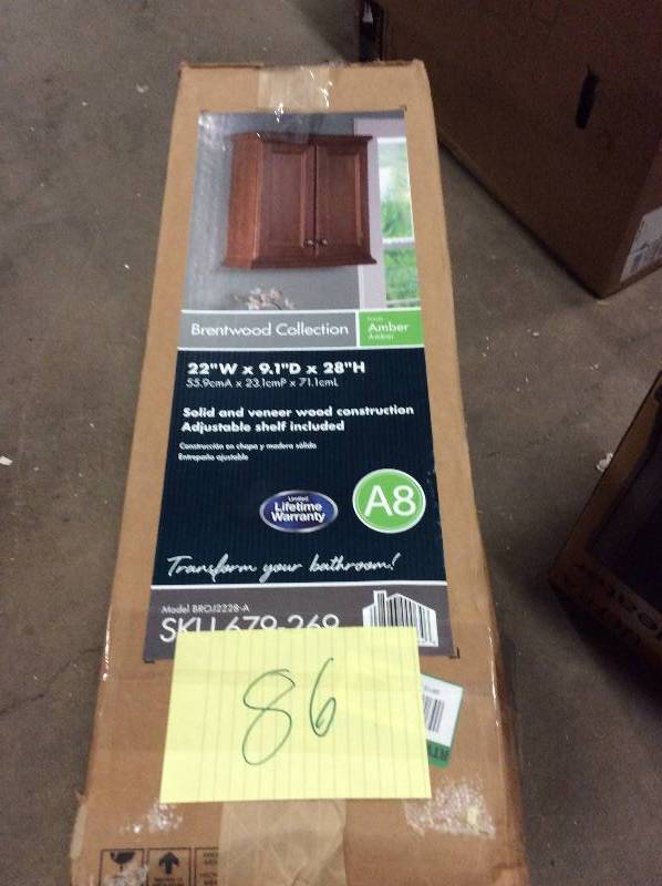 St Paul Brentwood 22 in. W x 28 in. H x 9 in. D Over the Toilet Bathroom Storage Wall Cabinet in Amber