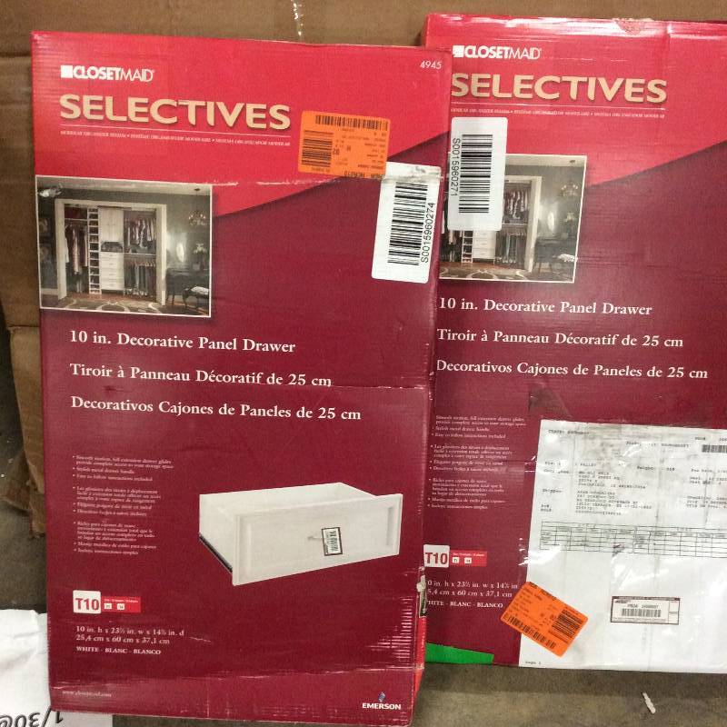 Lot of 4 Closetmaid Selectives 23.5 in. x 10 in. Decorative Drawer in White