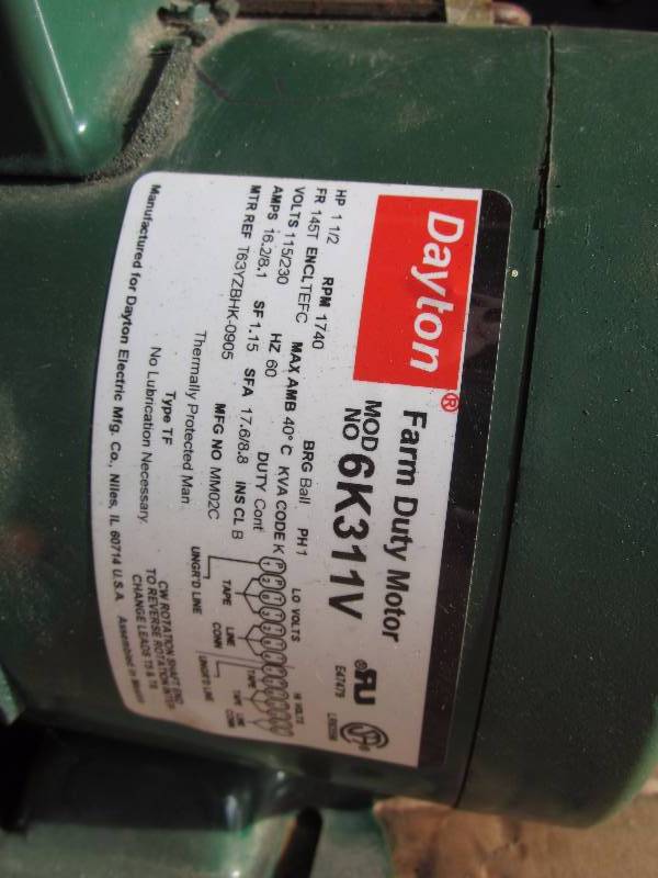 lot 90 image: Dayton Farm Duty 1.5 hp Motor