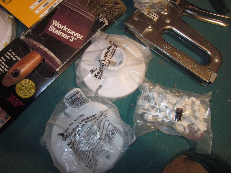 lot 158 image: Saw Blades, Stapler, Tin Snips, Electrical, & Misc.