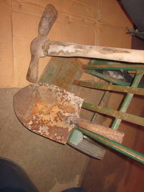 lot 193 image: Dolly, Grub Hoe, & Shovel Head