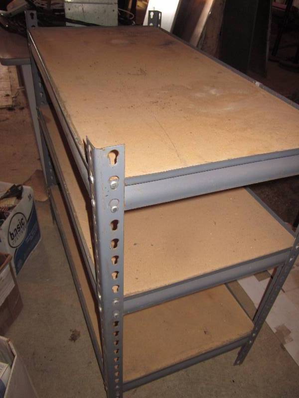 lot 266 image: Storage Rack with Cooler and LawnGarden Chemicals