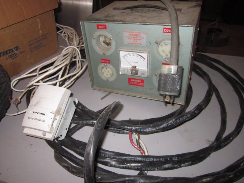 lot 267 image: Desk, Electrical Items, Volt Meter, Thermostat, & Wheels
