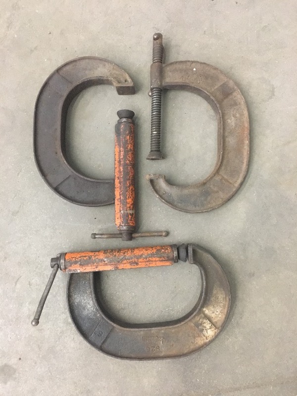 lot 10 image: Box Of (3) Large C-Clamps ...
